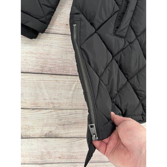 Levis Soft Sherpa Lined Hood Diamond Quilted Parka Jacket Womens XL Black - Picture 14 of 16